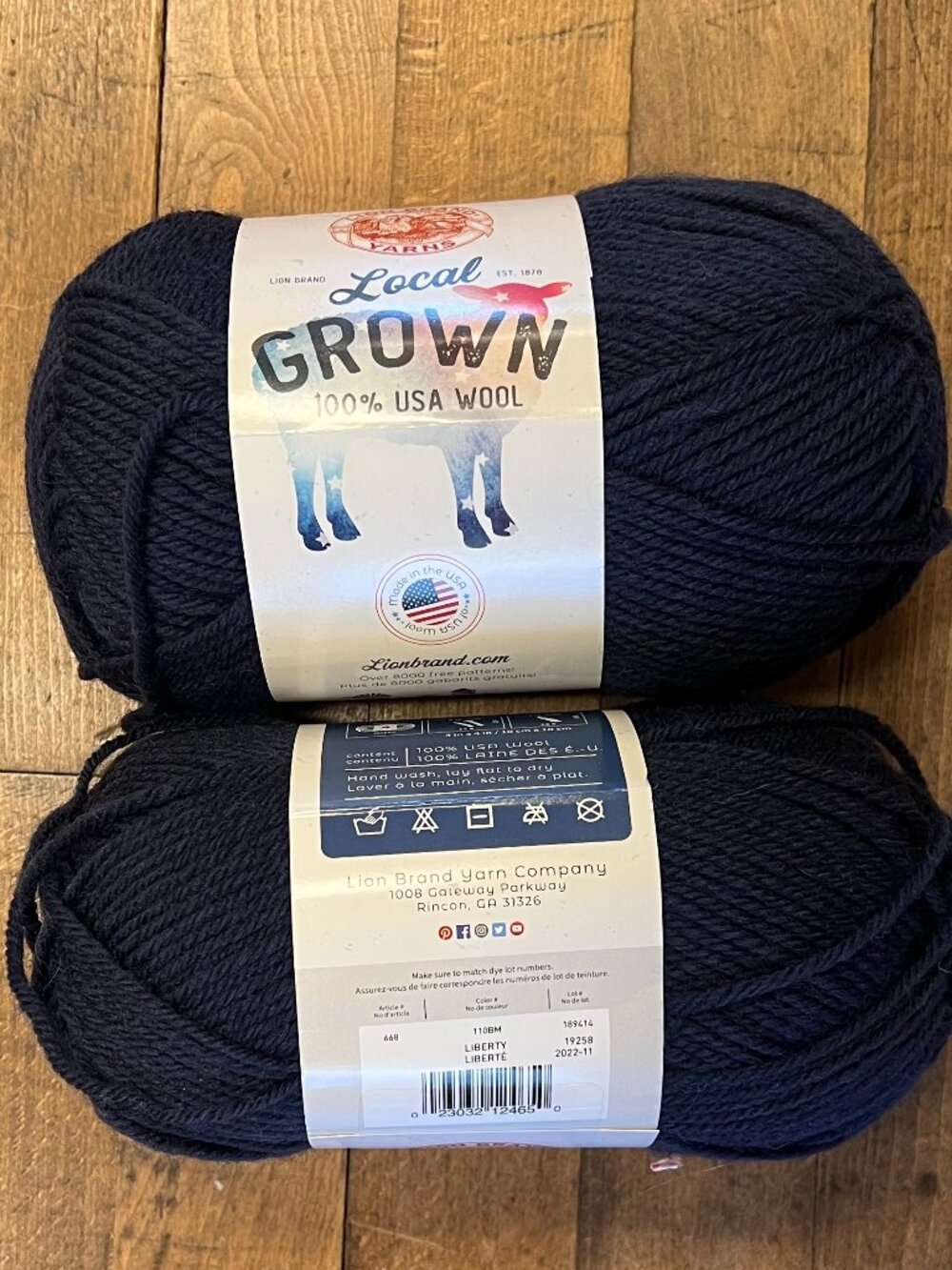 2 skein pack Lion Brand Local Grown 100% USA Wool